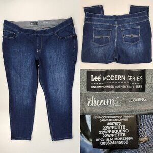 Lee Women Plus 22W 22 Petite 42x25 The Dream Jeans Legging Pull On Modern Series
